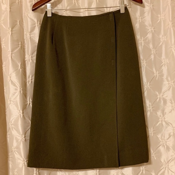 Vintage Carlisle Green Wrap Pencil Skirt 90s - Picture 1 of 14